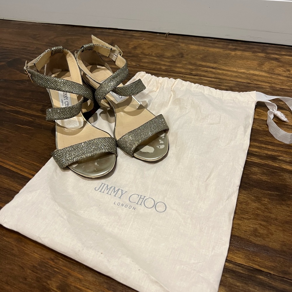 Jimmy Choo ‘Chiara’ Wedge Sandal - light bronze 7.5 US/ 37.5 EU - $250